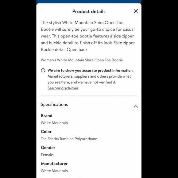 White mountain taupe color open toe booty with zippers size 7.5 - Picture 9 of 11